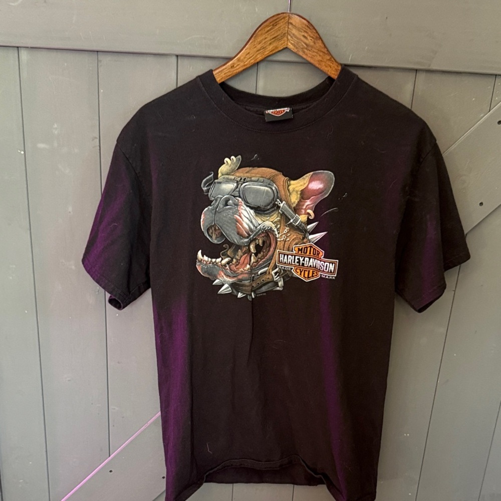 Harley-Davidson Black T-Shirt with Bulldog  Graphic